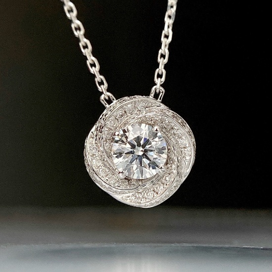14k White Gold 0.3 Ct Natural H Diamond Pendant