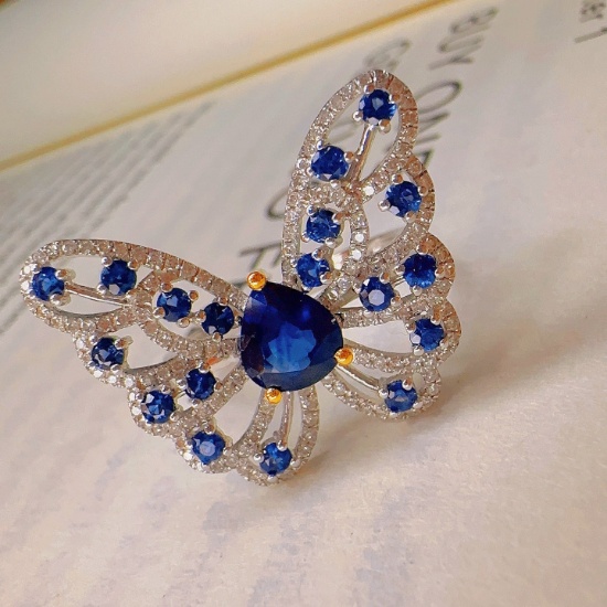 14k White Gold 1 Ct Natural Sapphire & Diamond Ring