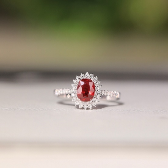 14k White Gold 1.055 Ct Natural Ruby & Diamond Ring
