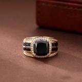 14k Gold 4.00 Ct Natural Black Diamond & Diamond & Men¡¯s Ring
