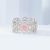 14k Gold 0.65 Ctw Natural Pink Diamond & Diamond & Art Deco Ring