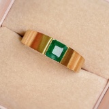 14k Gold 0.76 Ct Vivid Green Natural Emerald & Men¡¯s Ring