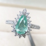 14k Gold 1.81 Ctw Natural Paraiba Tourmaline & Diamond & Cocktail Ring