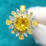 14k Gold 1.37 Ctw Natural Sapphire & Diamond & Cocktail Ring