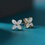 14k Gold 0.08 Ct Natural H Diamond Earrings