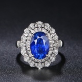 14k Gold 4.49 Ct Natural Sapphire & Diamond & Cocktail Ring/pendant