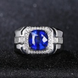 14k Gold 3.68 Ct Natural Sapphire & Diamond & Men¡¯s Ring