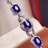 14k Gold 5.97 Ctw Natural Sapphire & Diamond Bracelet