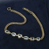 14k Gold 2.04 Ctw Natural Aquamarine & Diamond Bracelet