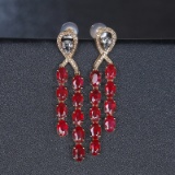 14k Gold 8.20 Ct Natural Ruby & Diamond Earrings