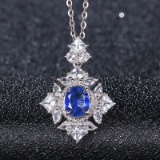 14k Gold 0.89 Ct Natural Sapphire & Diamond Pendant