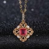 14k Gold 0.48 Ct Natural Ruby & Diamond Ring/pendant