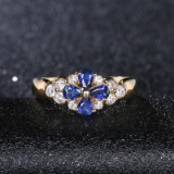 14k Gold 0.88 Ct Natural Sapphire & Diamond Ring