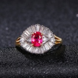 14k Gold 1.20 Ct Natural Ruby & Diamond Ring