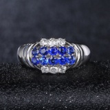 14k Gold 0.77 Ct Natural Sapphire & Diamond & Eternity Band Ring
