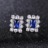 14k Gold 1.20 Ct Natural Sapphire & Diamond Earrings