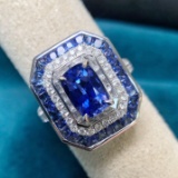14k Gold 2.51 Ctw Natural Sapphire & Diamond Ring/pendant