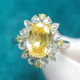 14k Gold 2.35 Ctw Natural Sapphire & Diamond & Cocktail Ring