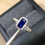 14k Gold 1.06 Ctw Natural Sapphire & Diamond & Solitaire Ring