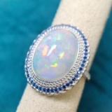 14k Gold 5.48 Ctw Natural Opal & Diamond Ring