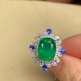 14k Gold 4.22 Ctw Vivid Green Natural Emerald & Diamond Ring/pendant