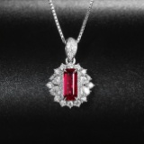 14k Gold 1.04 Ctw Vivid Red Natural Ruby & Diamond Pendant