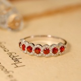 14k Gold 0.98 Ctw Natural Ruby & Diamond Ring