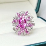 14k Gold 1.81 Ctw Natural Sapphire & Diamond & Cocktail Ring