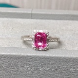 14k Gold 1.64 Ctw Natural Padparadscha Sapphire & Diamond Ring