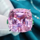 Null 32.31 Ctw Natural Kunzite & Sapphire & Solitaire Ring