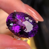14k Gold 14.60 Ct Natural Amethyst & Diamond Ring