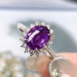 14k Gold 2.40 Ctw Natural Sapphire & Diamond & Cocktail Ring