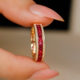 14k Gold 1.12 Ctw Natural Ruby & Diamond Ring