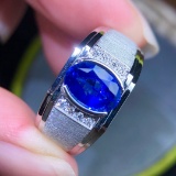 14k Gold 1.80 Ct Natural Sapphire & Diamond & Men¡¯s Ring