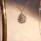 14k Gold 0.10 Ct Natural Yellow Diamond & Diamond Necklace