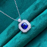 14k Gold 1.00 Ct Natural Sapphire & Diamond Necklace