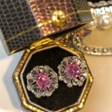 14k Gold 2.39 Ctw Natural Sapphire & Diamond Earrings
