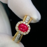 14k Gold 1.52 Ctw Natural Ruby & Diamond Ring