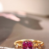 14k Gold 1.03 Ctw Natural Sapphire & Diamond & Solitaire Ring