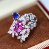 14k Gold 1.52 Ctw Natural Sapphire & Diamond Ring