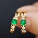 14k Yellow Gold 0.41 Ctw Natural Emerald & Diamond Earrings