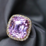 14k White Gold 22.39 Ctw Natural Spodumene & Spinel Ring