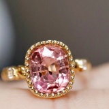 14k Yellow Gold 2.68 Ctw Natural Tourmaline & Diamond Ring
