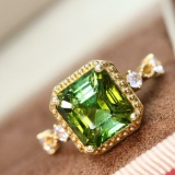 14k Yellow Gold 3.86 Ctw Natural Tourmaline & Sapphire Ring