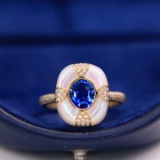 14k Yellow Gold 1.38 Ctw Natural Sapphire & Diamond Ring