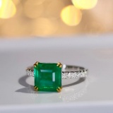 14k White Gold 2.76 Ctw Afghanistan Natural Emerald & Diamond Ring