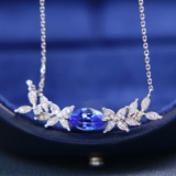 14k White Gold 1.26 Ctw Natural Sapphire & Diamond Pendant