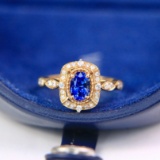 14k Yellow Gold 1.16 Ctw Natural Sapphire & Diamond Ring