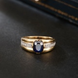 14k White Gold 1.5 Ct Natural Sapphire & Diamond Ring