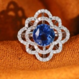 14k White Gold 2.04 Ctw Natural Sapphire & Diamond Ring